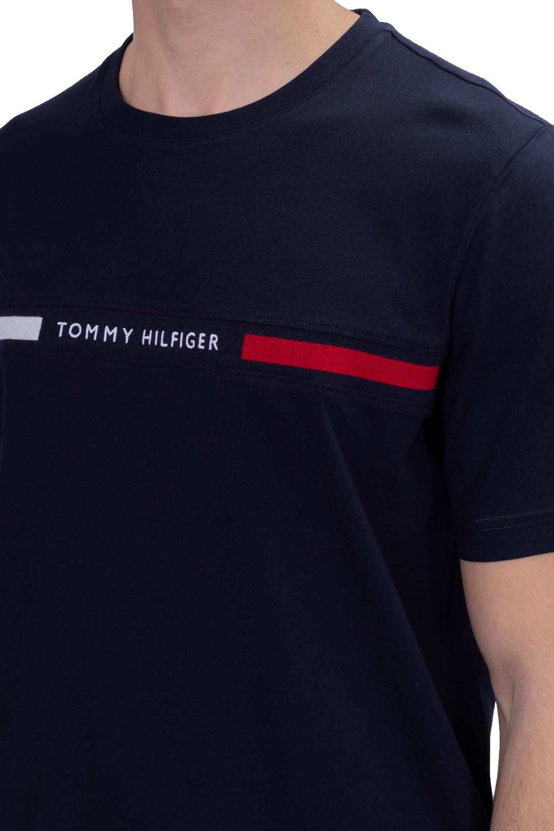 TOMMY HILFIGER - Men's T-shirt with stretch knit logo insert  - Size XXL-0