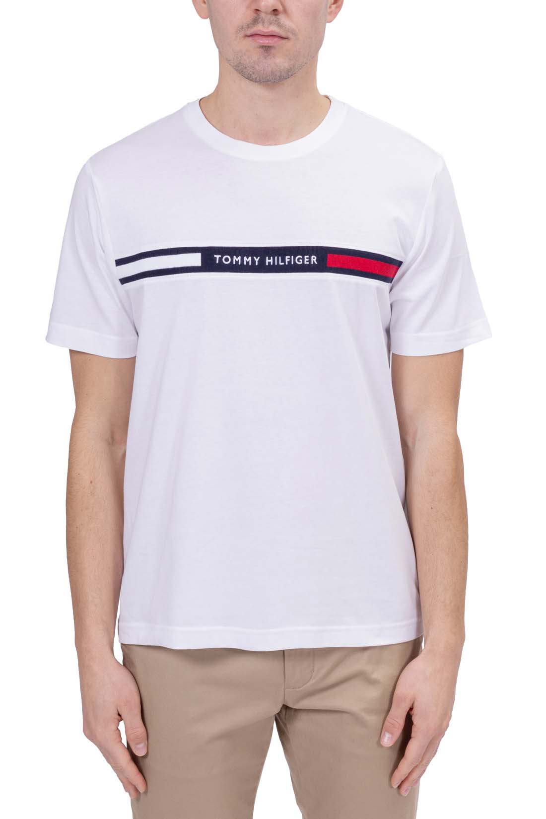 TOMMY HILFIGER - Men's T-shirt with stretch knit logo insert  - Size XXL-22