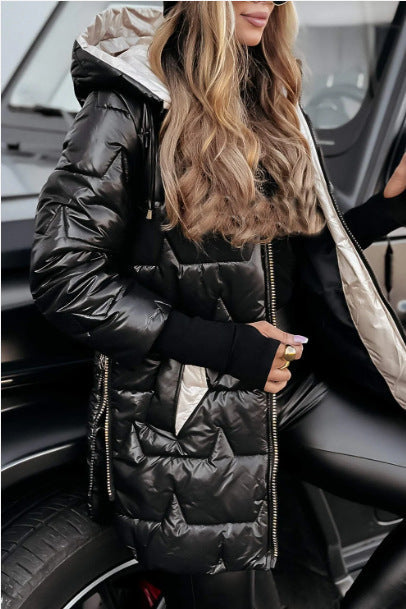 Hooded cotton jacket with three zippers-7