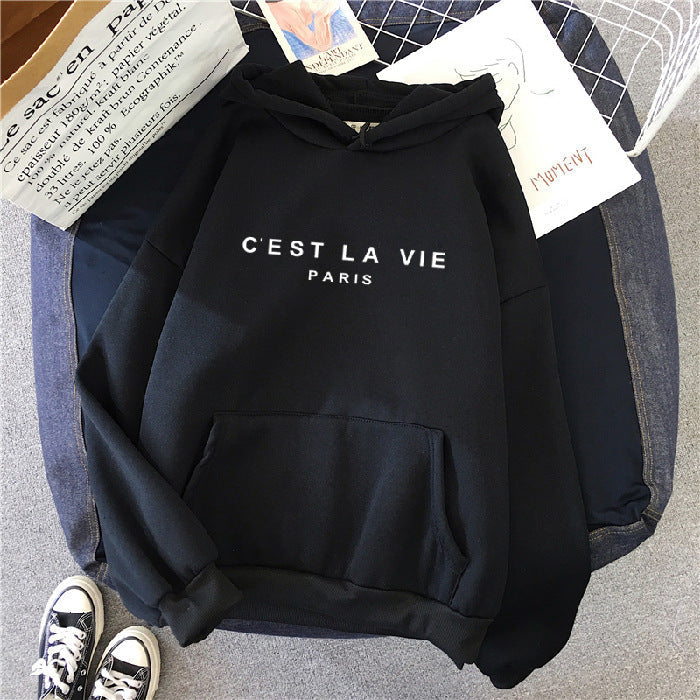 letter print new hooded sweater women's spring long-sleeved lazy style loose hooded top-10