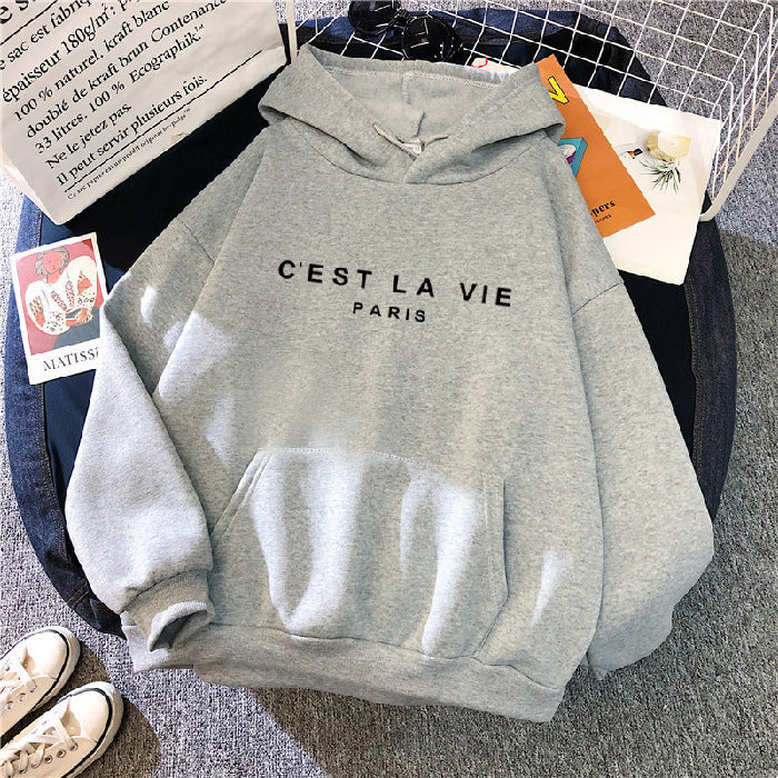 letter print new hooded sweater women's spring long-sleeved lazy style loose hooded top-13