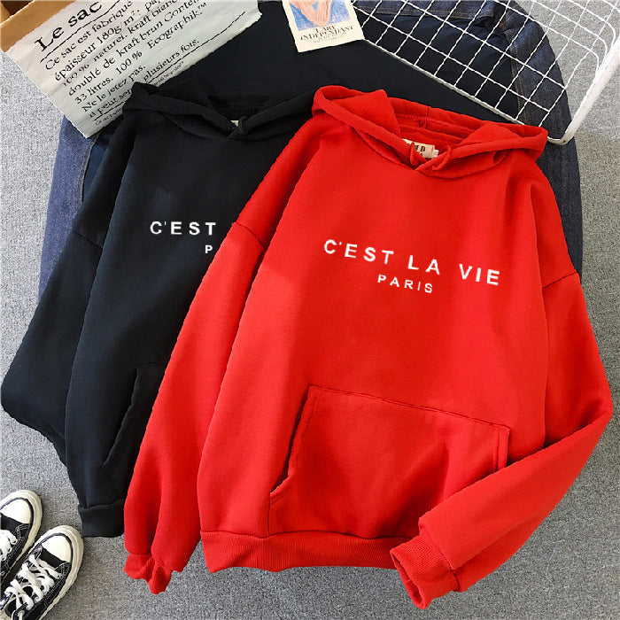 letter print new hooded sweater women's spring long-sleeved lazy style loose hooded top-11