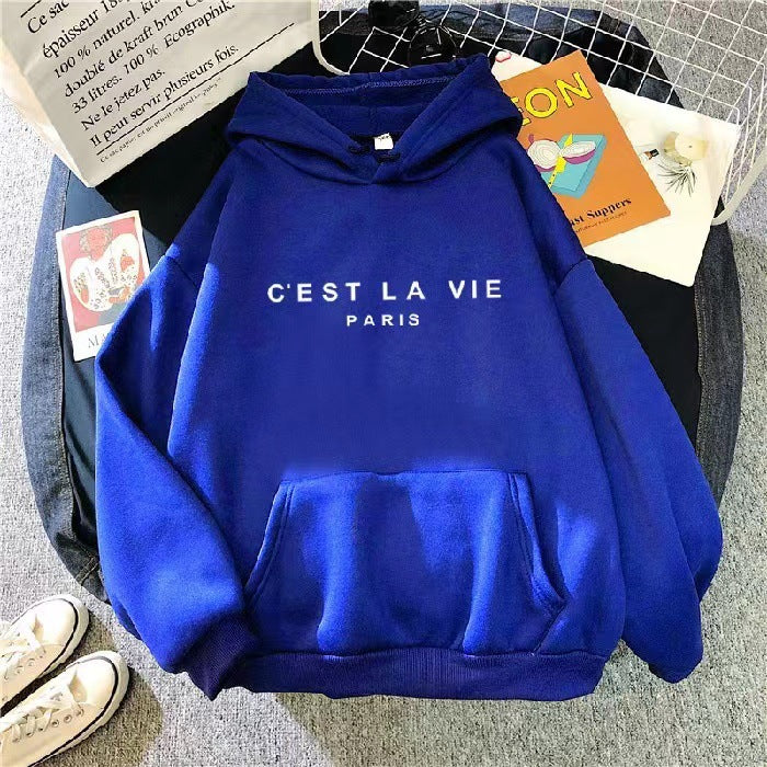 letter print new hooded sweater women's spring long-sleeved lazy style loose hooded top-7