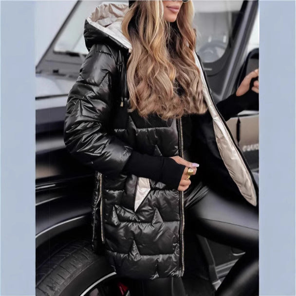 Hooded cotton jacket with three zippers-0