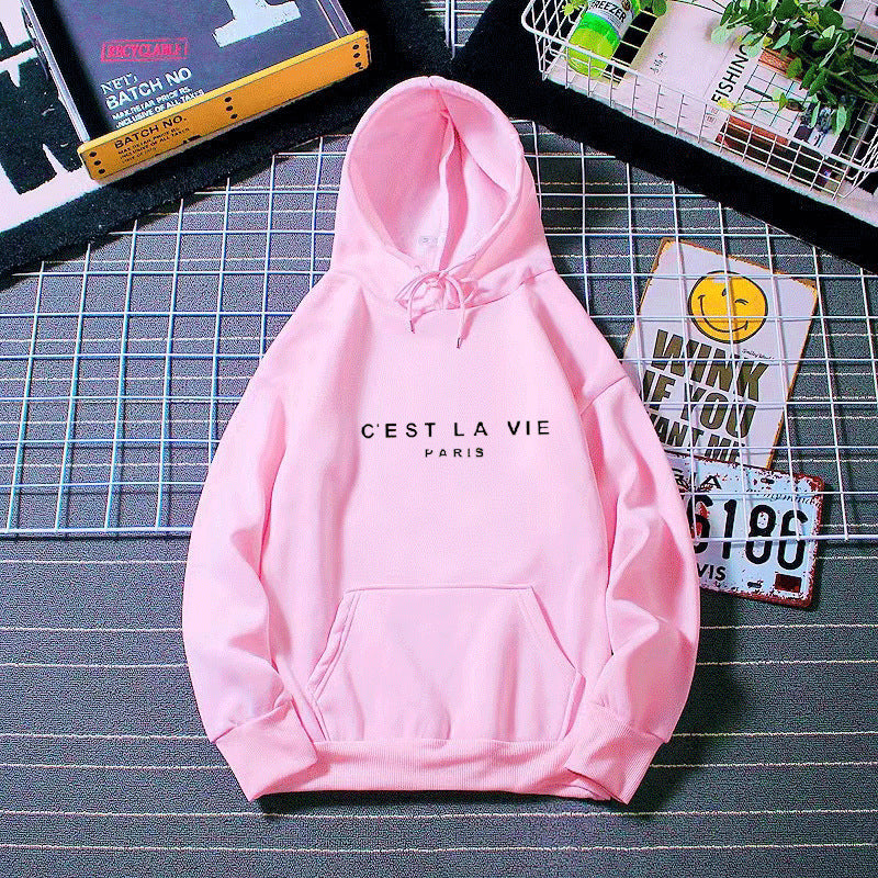 letter print new hooded sweater women's spring long-sleeved lazy style loose hooded top-9