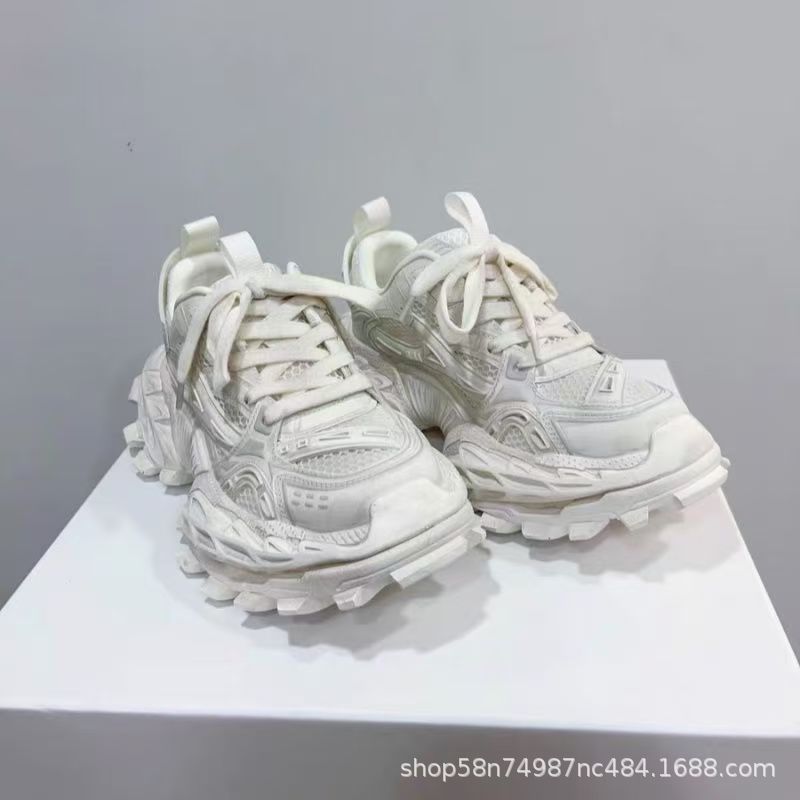 European Genuine Leather Height-Increasing Dad Shoes For Men Popular High-End Men's Shoes Color-Blocked Mesh Thick-Soled Casual Shoes-3