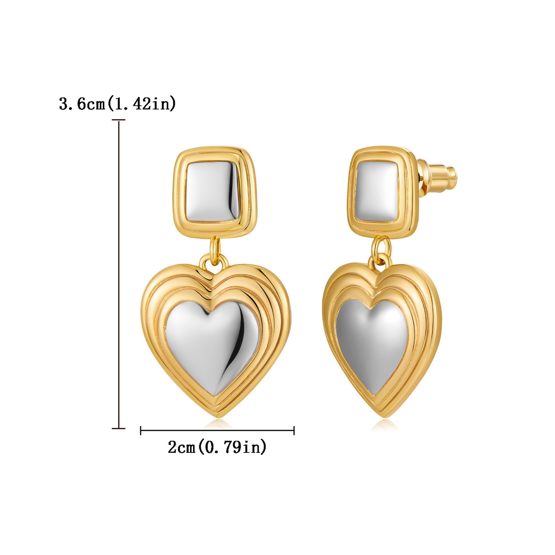 Light luxury fashion two tone earrings with a high-end feel, heart-shaped earrings with a heart shape, retro palace style peach heart earrings-5