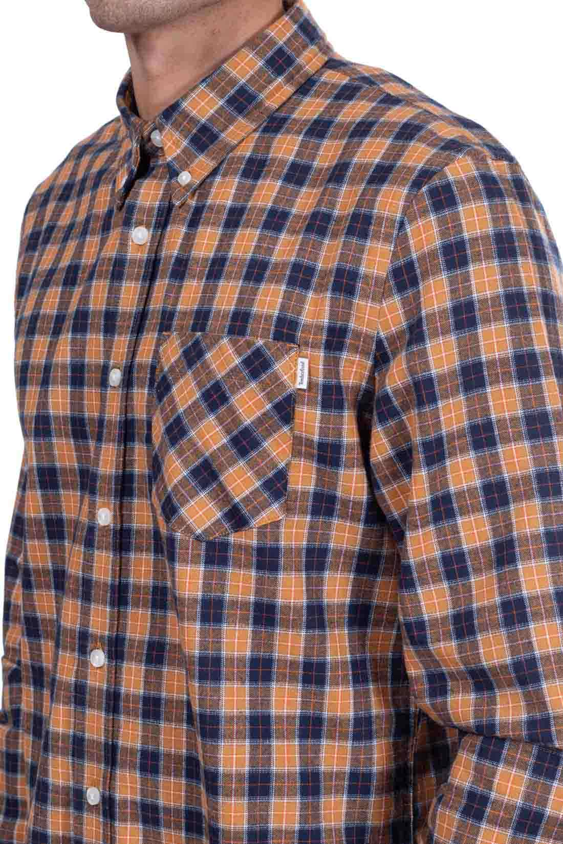TIMBERLAND - Men's tartan shirt with logo label-2