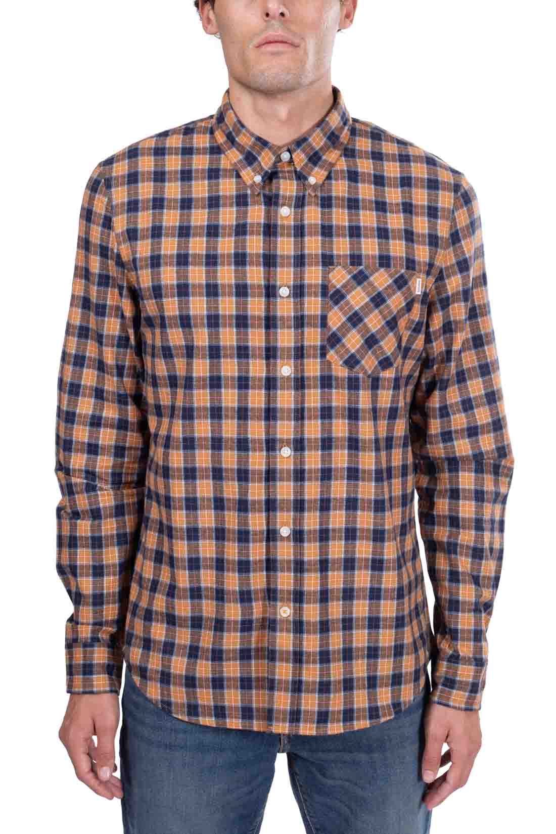 TIMBERLAND - Men's tartan shirt with logo label-1