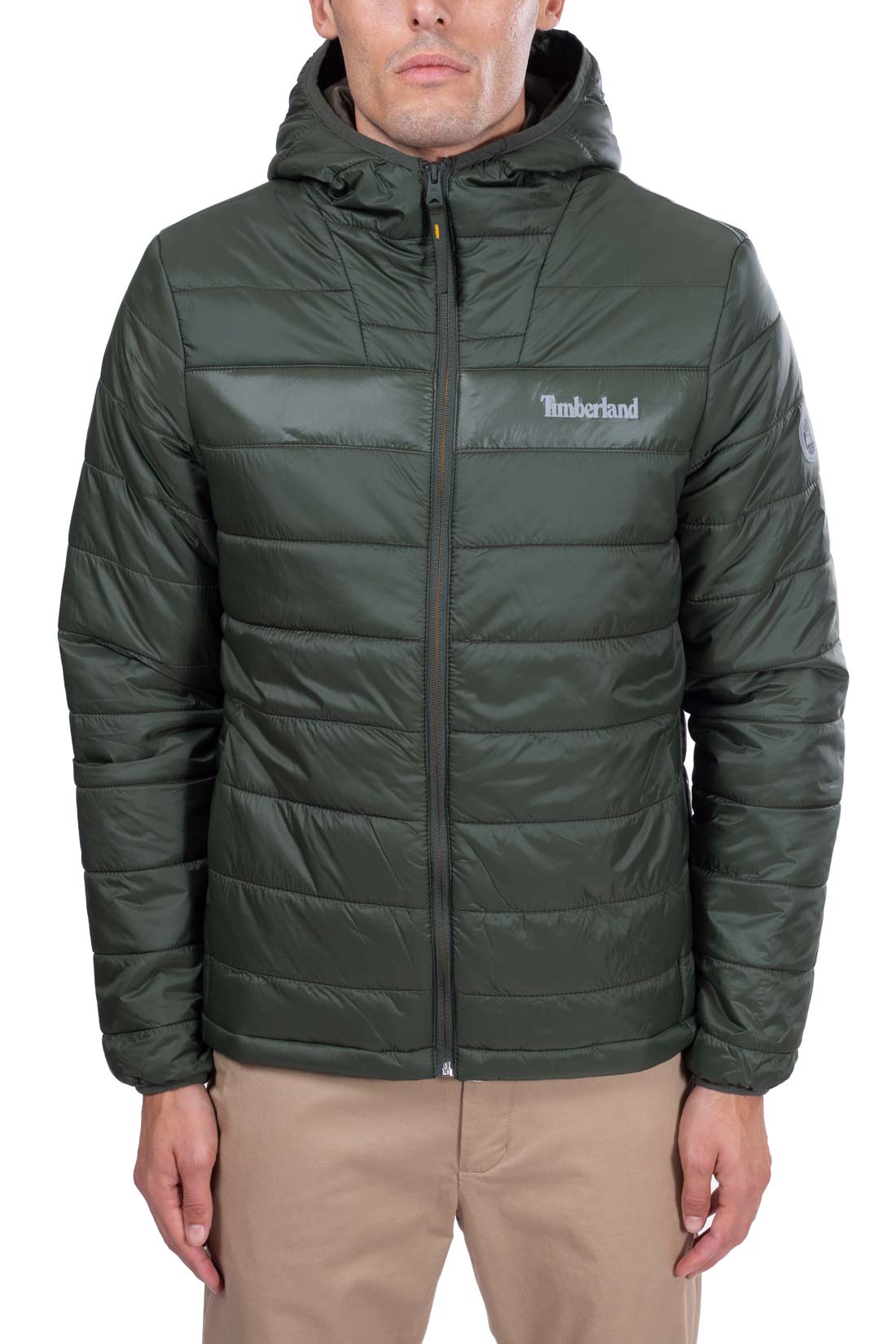 TIMBERLAND - Men's quilted logo down jacket with hood  - Size M-13