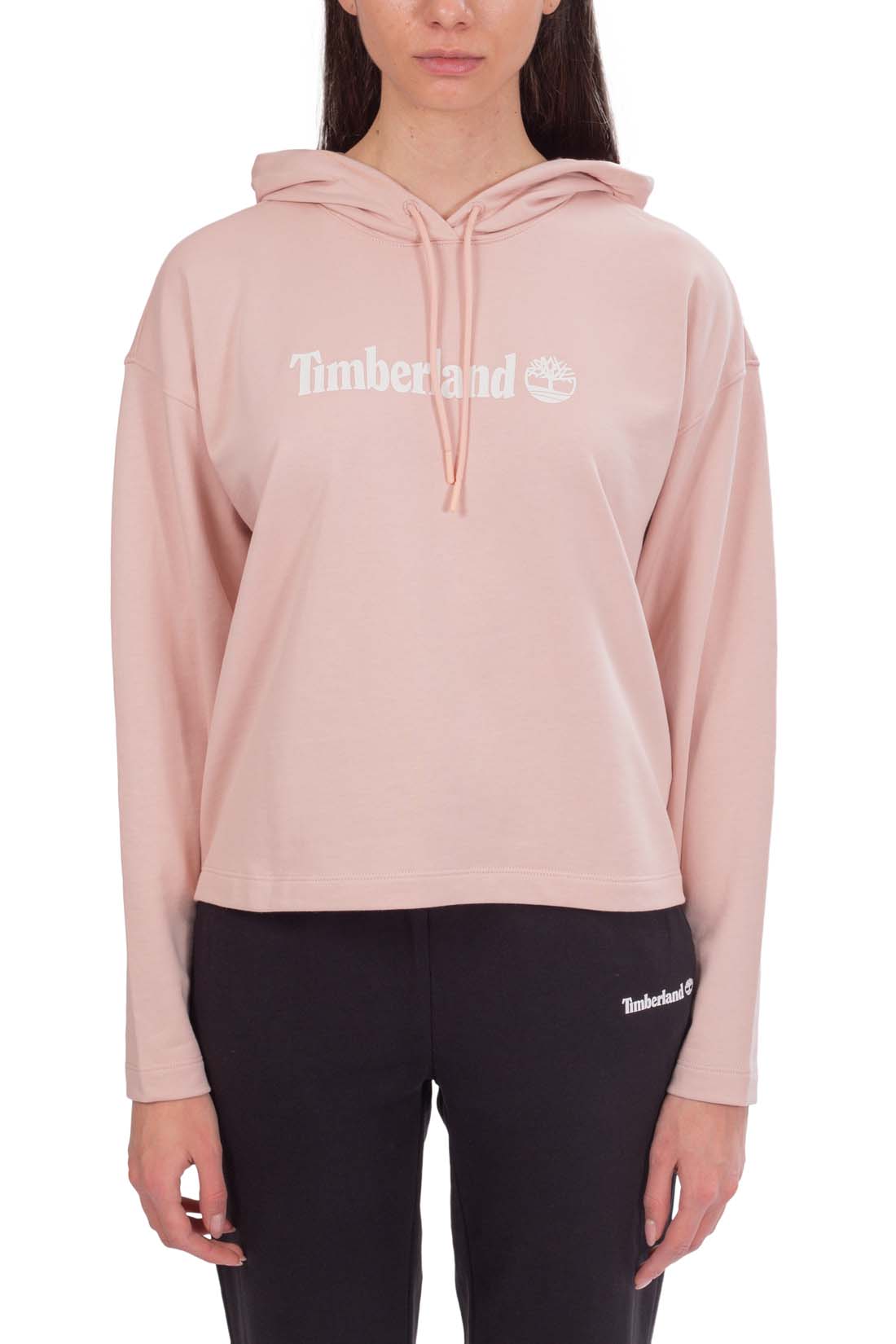 TIMBERLAND - Women's boxy hoodie with linear logo  - Size L-1