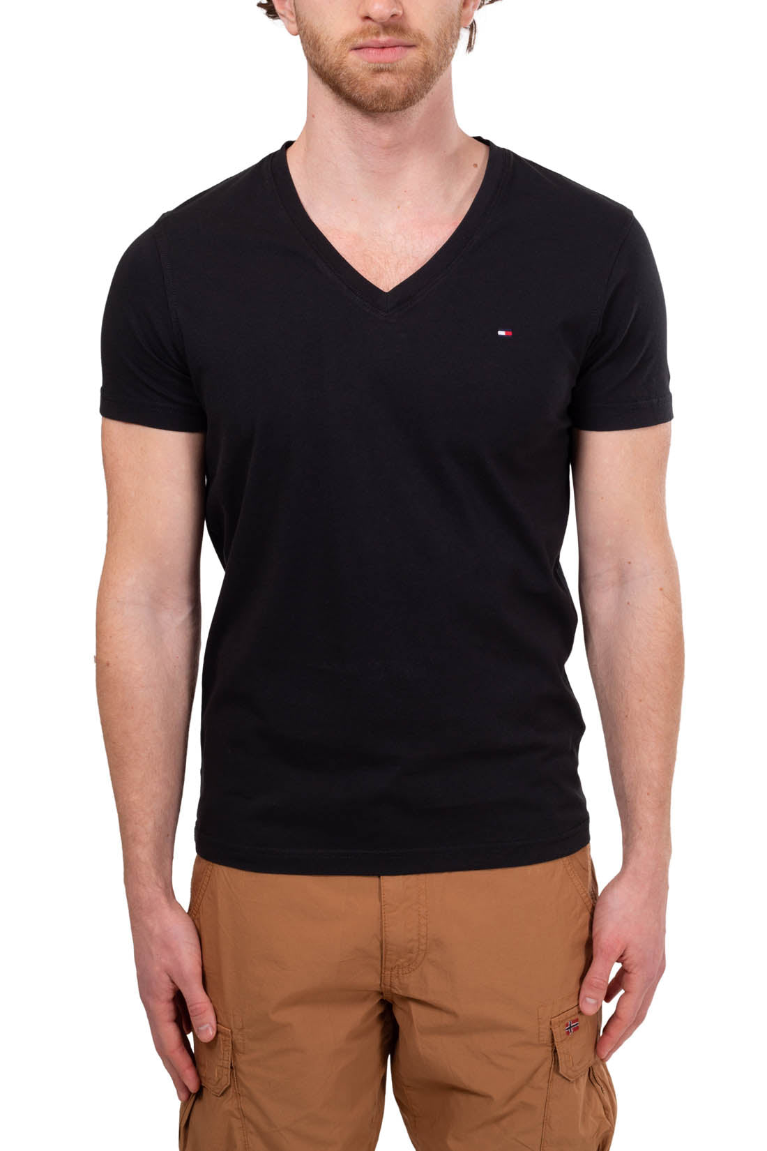 TOMMY HILFIGER - Men's basic V-neck T-shirt - Size L-7