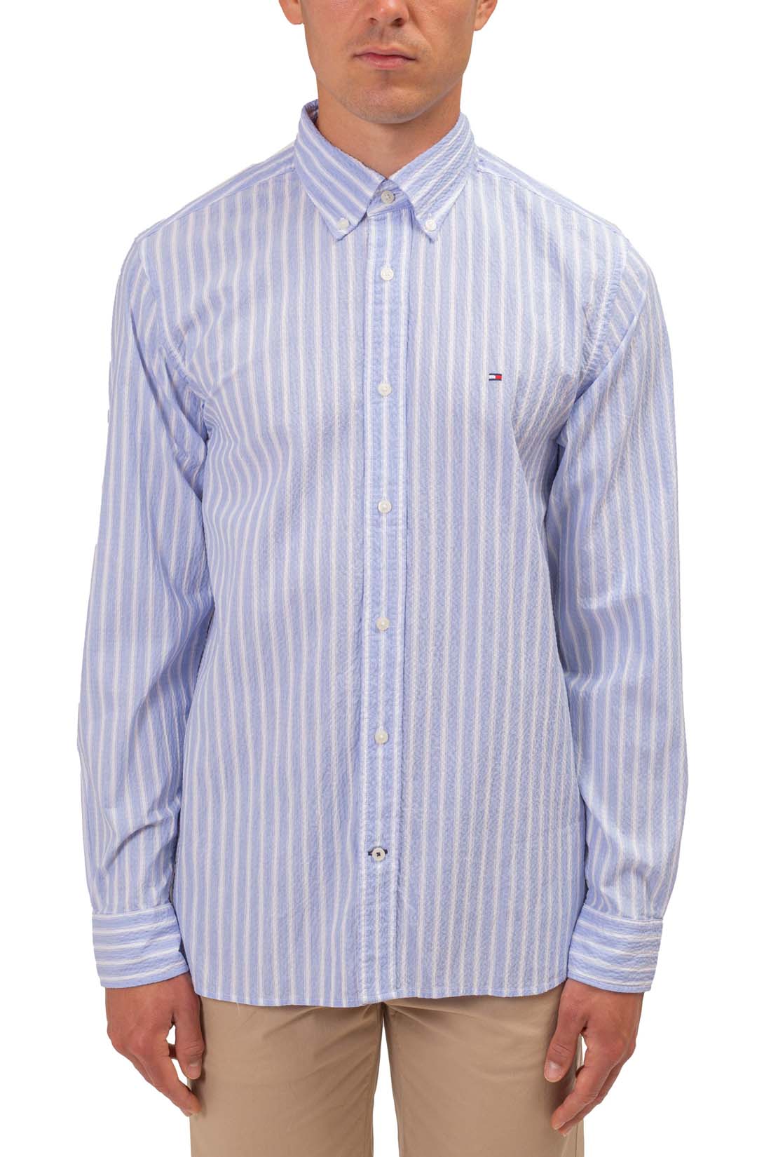TOMMY HILFIGER - Men's regular logo shirt in seersucker-7