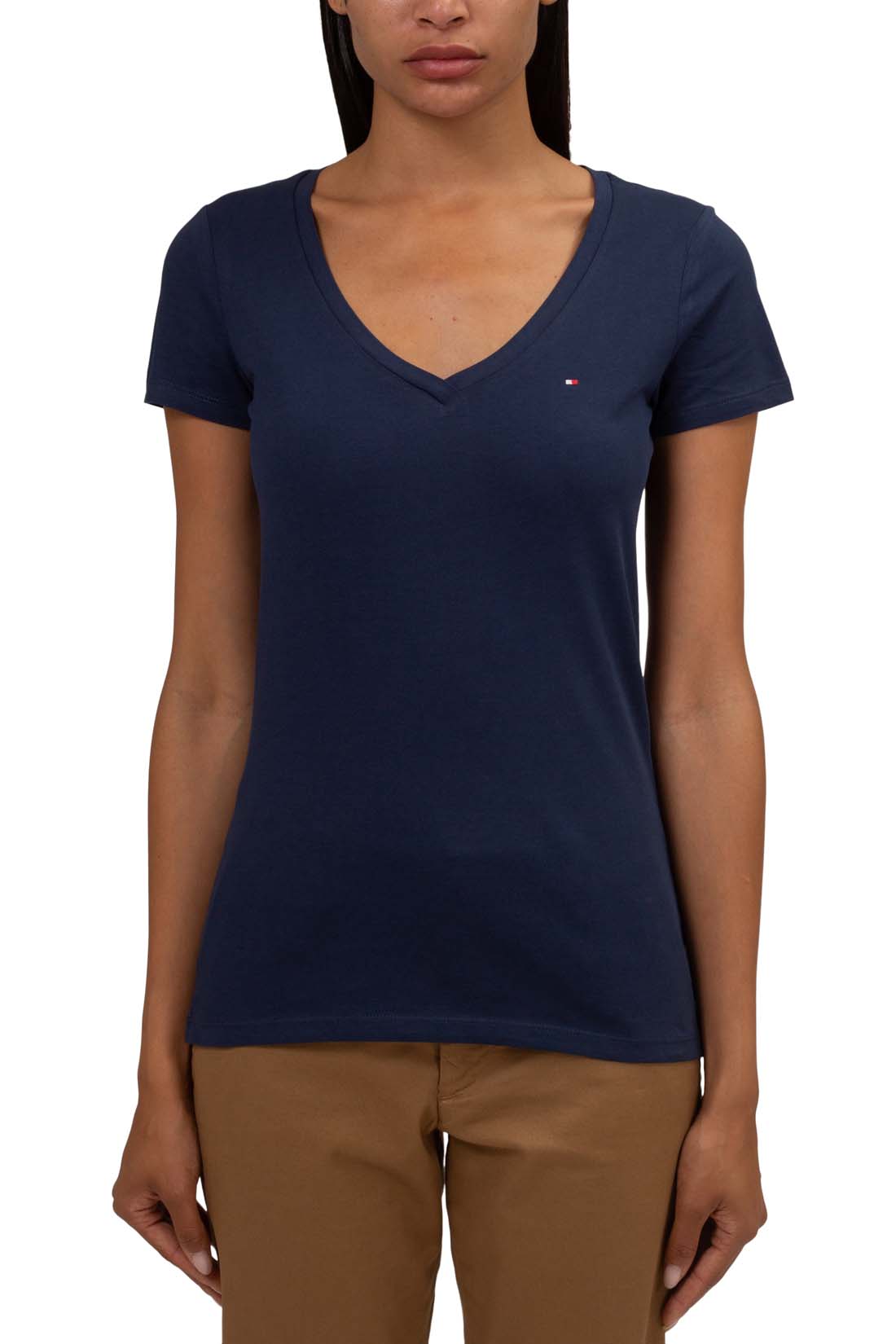 TOMMY HILFIGER - Women's slim T-shirt with v-neck-16