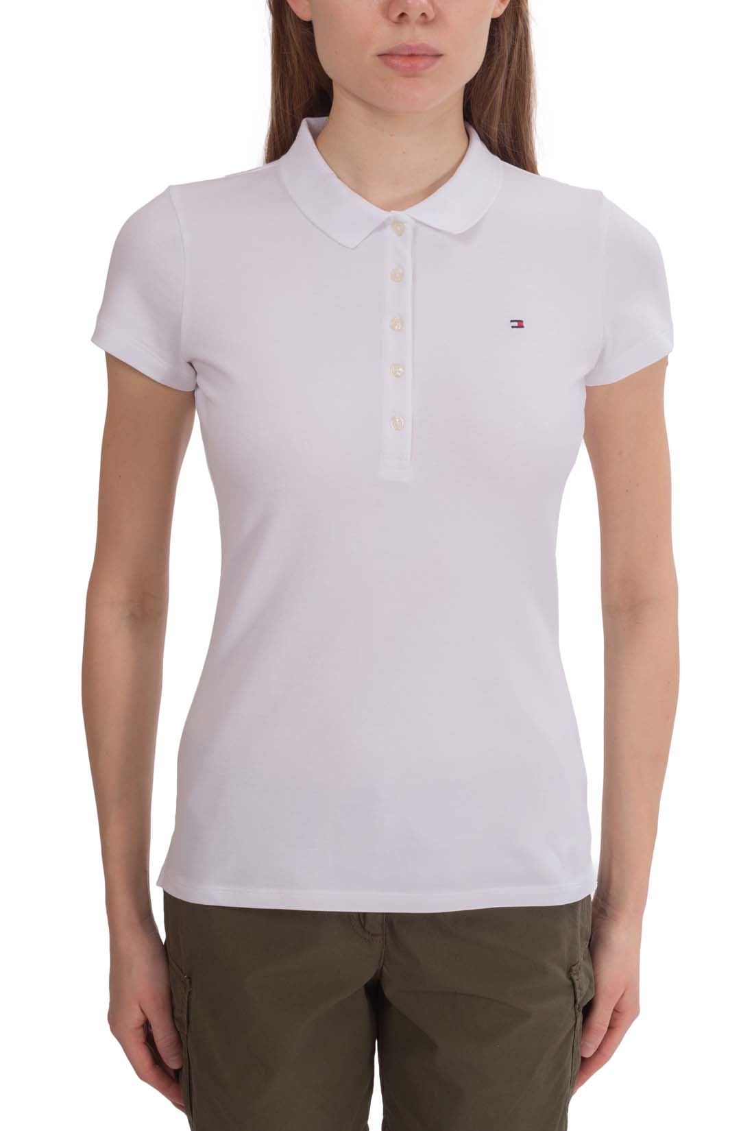 TOMMY HILFIGER - Women's slim flag polo shirt  - Size XL-19