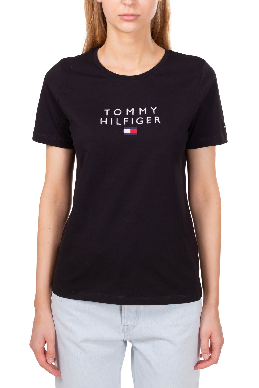 TOMMY HILFIGER - Women's stacked logo regular T-shirt - Size XS-1
