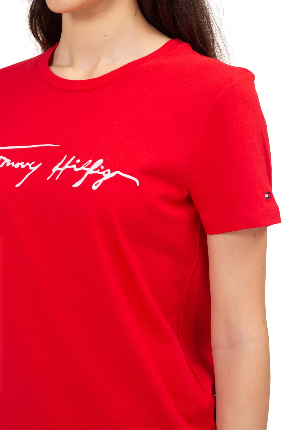TOMMY HILFIGER - Women's T-shirt with signature logo  - Size S-8