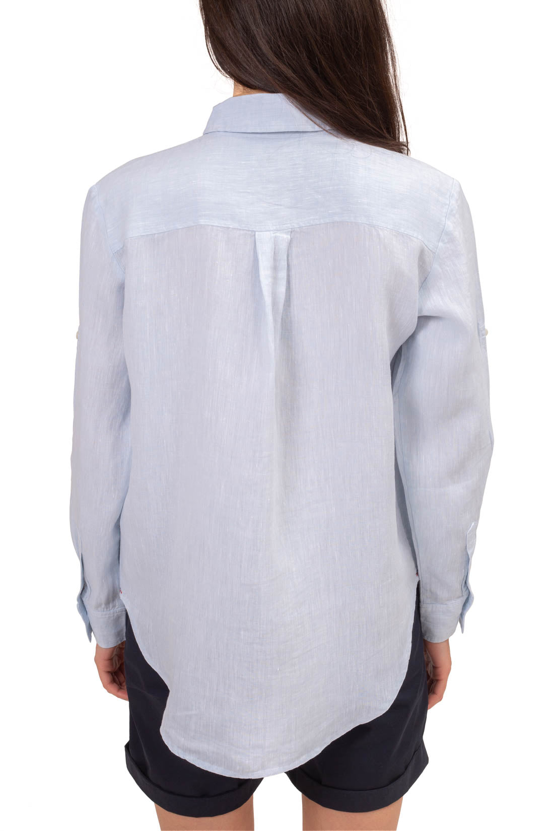TOMMY HILFIGER - Women's relaxed linen shirt with logo  - Size 42-9