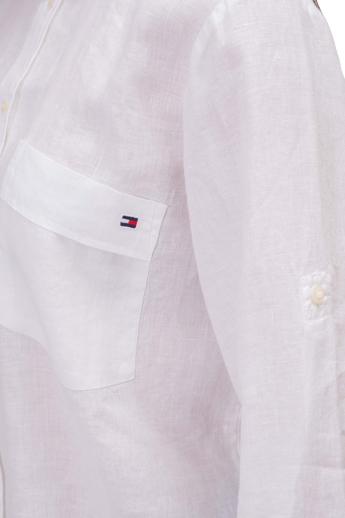 TOMMY HILFIGER - Women's relaxed linen shirt with logo  - Size 42-26