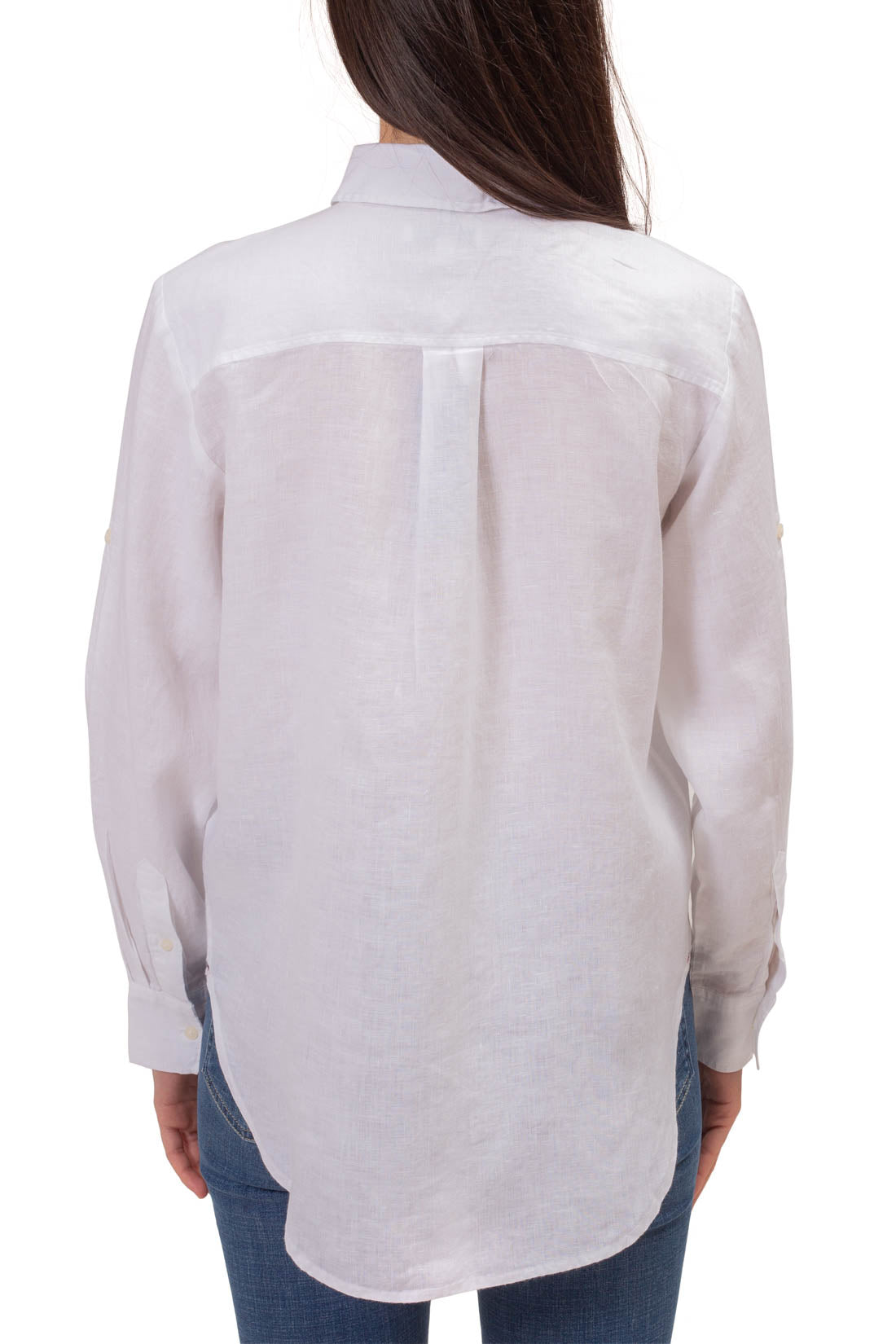 TOMMY HILFIGER - Women's relaxed linen shirt with logo  - Size 42-30