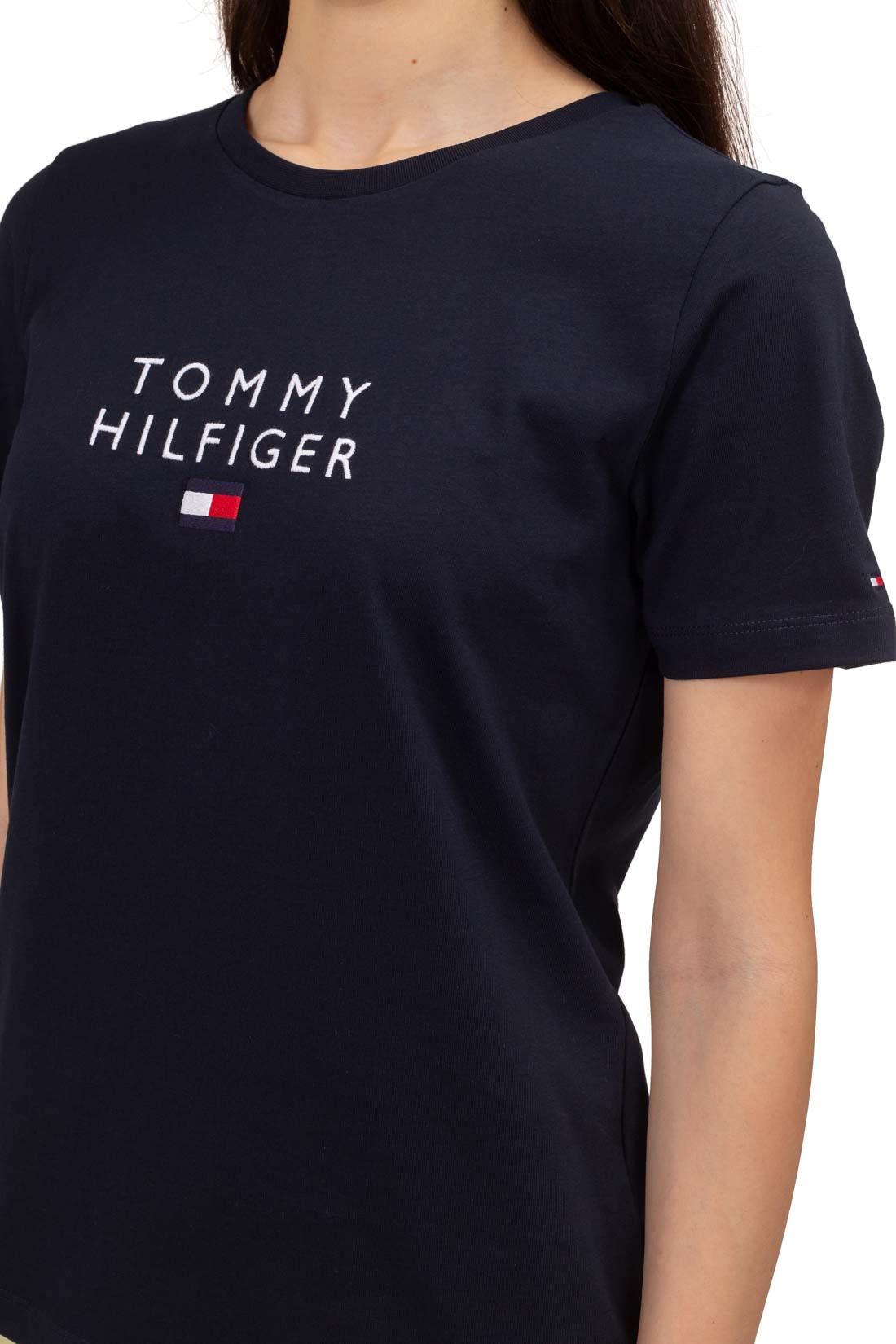 TOMMY HILFIGER - Women's basic T-shirt with logo  - Size M-17