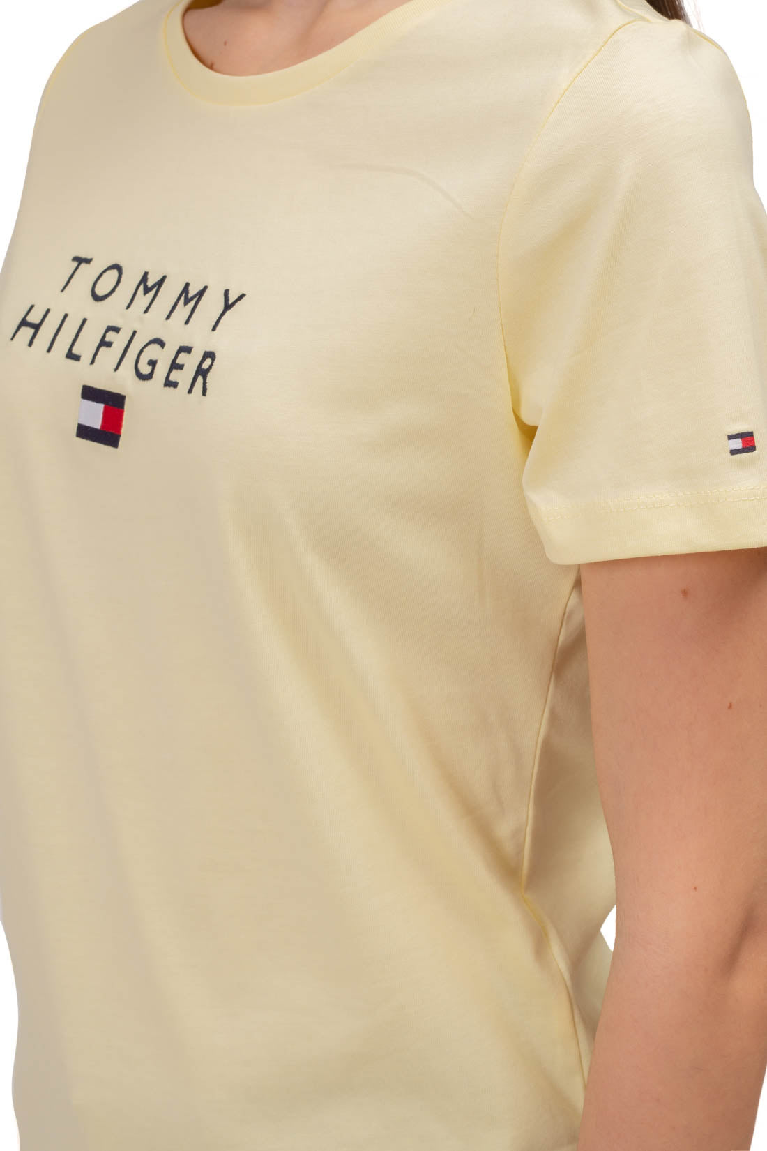 TOMMY HILFIGER - Women's basic T-shirt with logo  - Size M-38