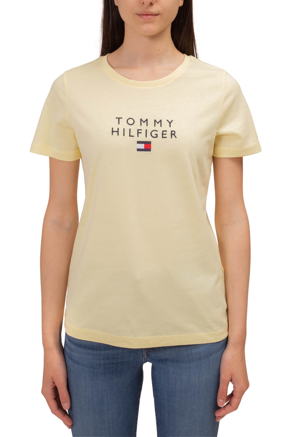 TOMMY HILFIGER - Women's basic T-shirt with logo  - Size M-37