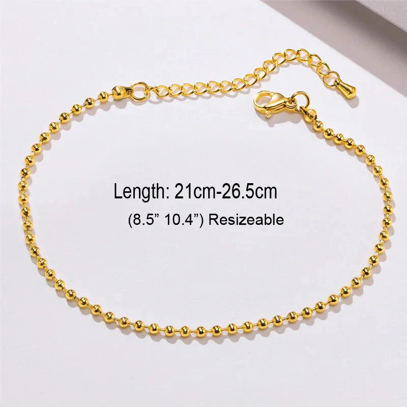 Snake Chain Anklet for Women Girls Adjustable Summer Beach Chain Anklet Bracelet Mother's Day Gifts Stainless Steel Not Allergic-7