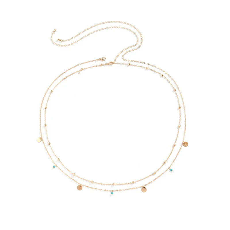 Sexy Double Thin Chain Women's Waist Chain Charming Butterfly Stainless Steel Belly Chain Summer Beach Bikini Body Jewelry-8