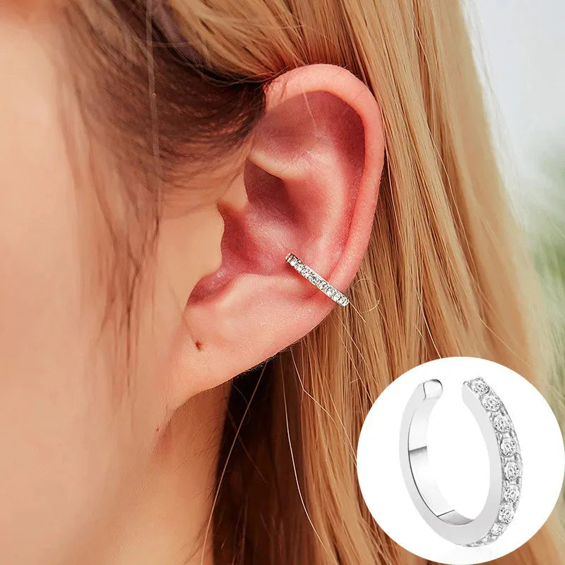 VAGZEB Bohemian NO Piercing Crystal Rhinestone Ear Cuff Wrap Stud Clip Earrings For Women Girl Trendy Earrings Jewelry Bijoux-5