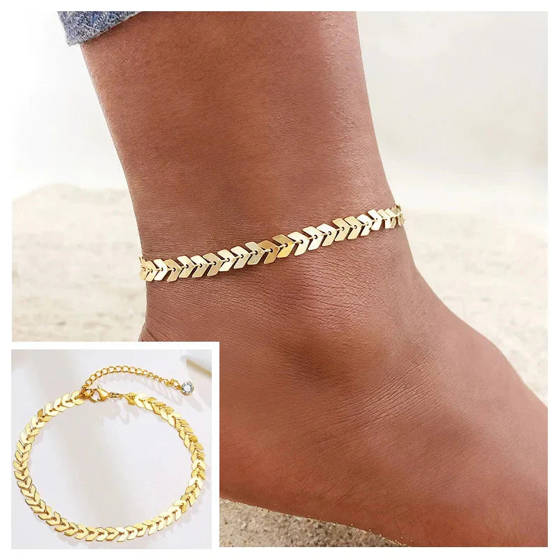 Snake Chain Anklet for Women Girls Adjustable Summer Beach Chain Anklet Bracelet Mother's Day Gifts Stainless Steel Not Allergic-13