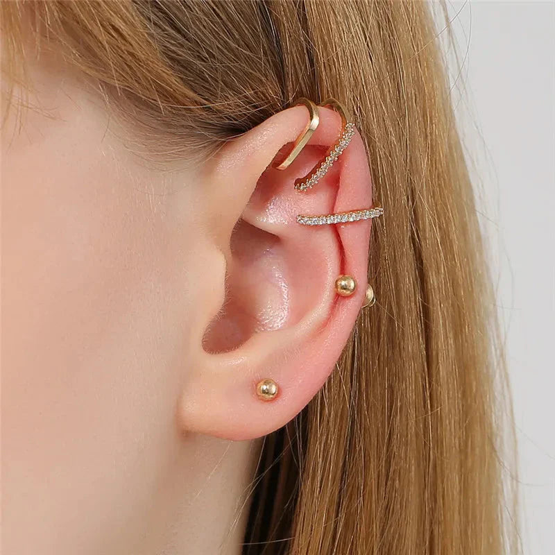 VAGZEB Bohemian NO Piercing Crystal Rhinestone Ear Cuff Wrap Stud Clip Earrings For Women Girl Trendy Earrings Jewelry Bijoux-24