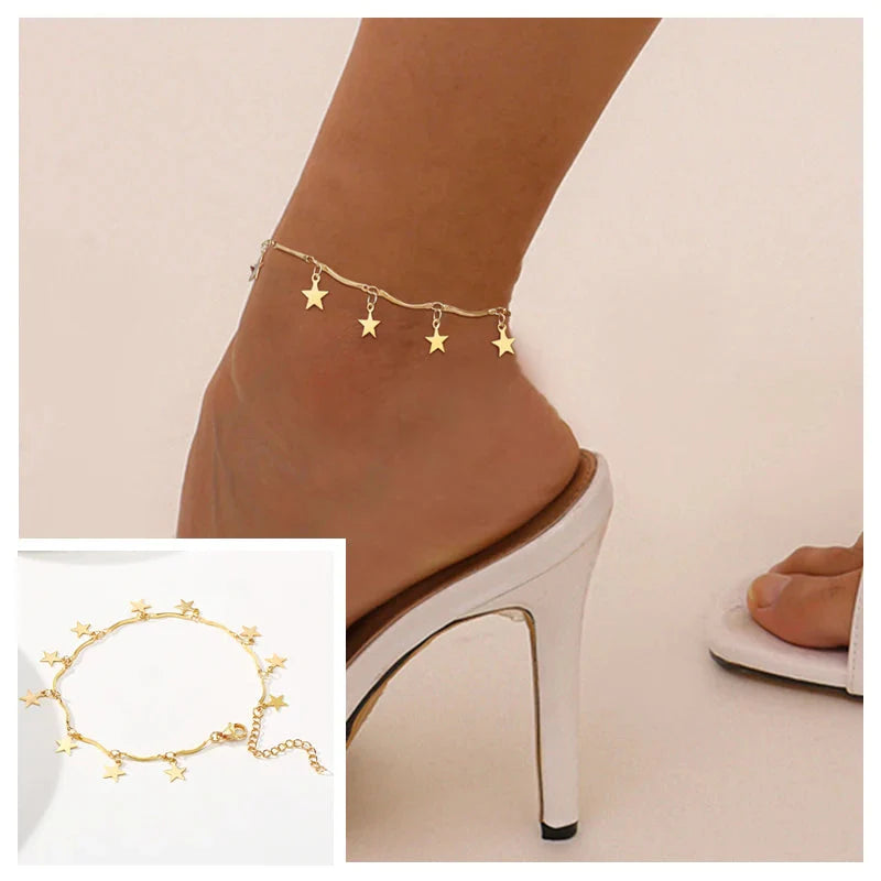 Snake Chain Anklet for Women Girls Adjustable Summer Beach Chain Anklet Bracelet Mother's Day Gifts Stainless Steel Not Allergic-5