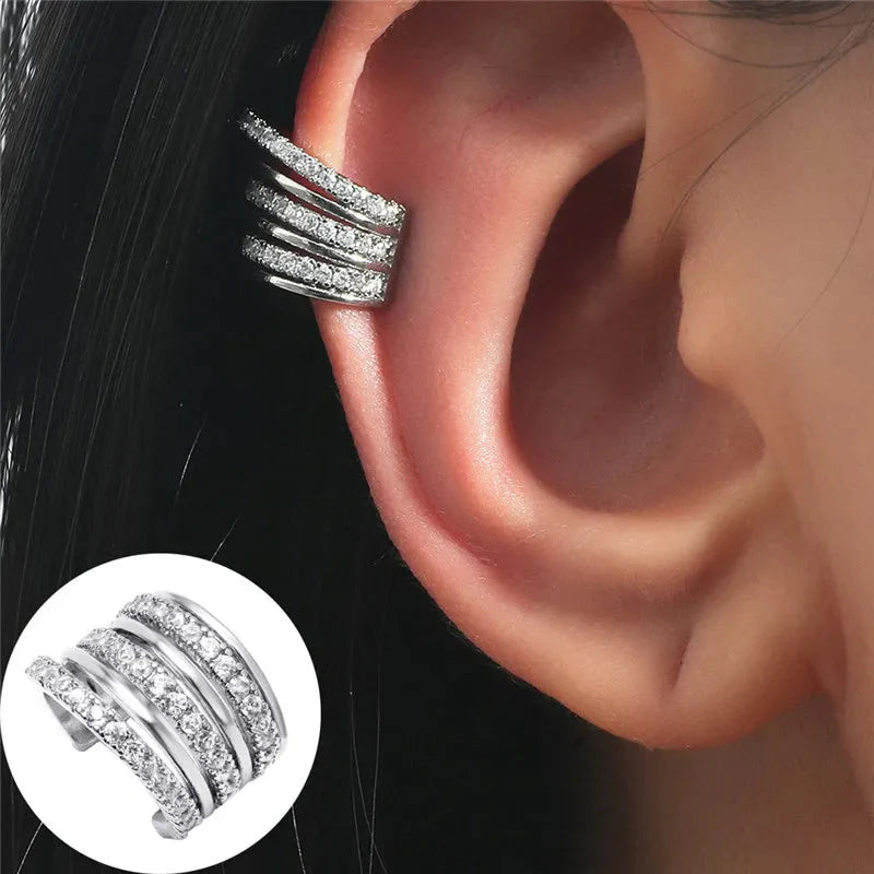 VAGZEB Bohemian NO Piercing Crystal Rhinestone Ear Cuff Wrap Stud Clip Earrings For Women Girl Trendy Earrings Jewelry Bijoux-10