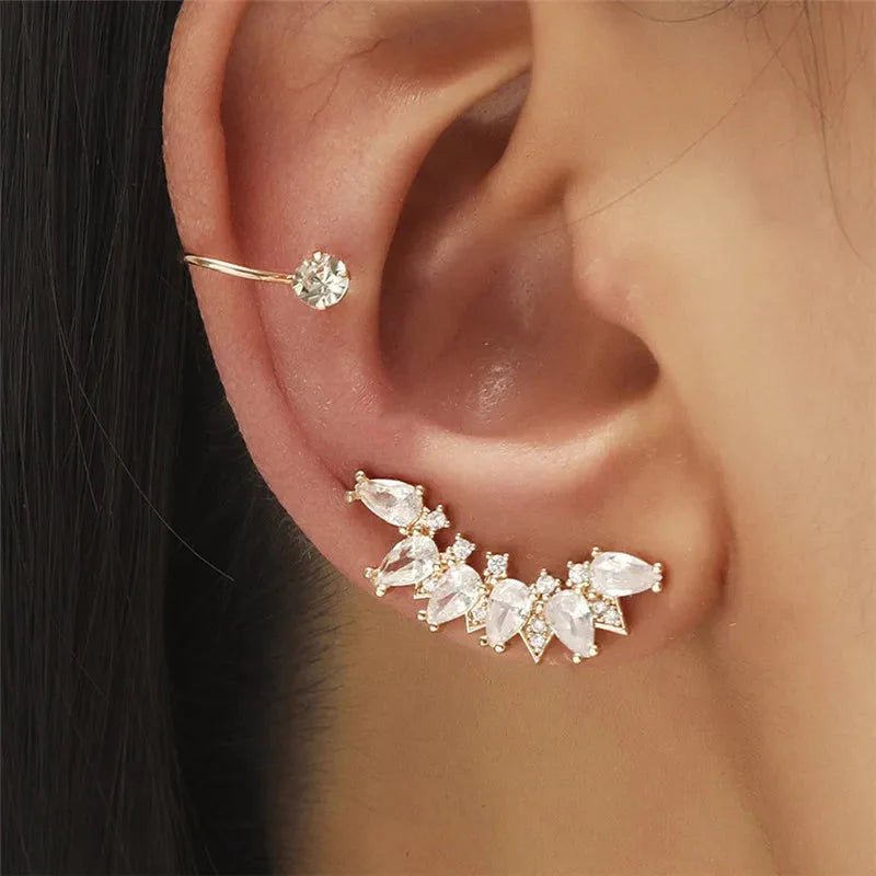 VAGZEB Bohemian NO Piercing Crystal Rhinestone Ear Cuff Wrap Stud Clip Earrings For Women Girl Trendy Earrings Jewelry Bijoux-22