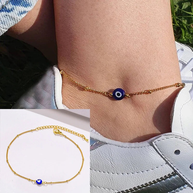 Snake Chain Anklet for Women Girls Adjustable Summer Beach Chain Anklet Bracelet Mother's Day Gifts Stainless Steel Not Allergic-12