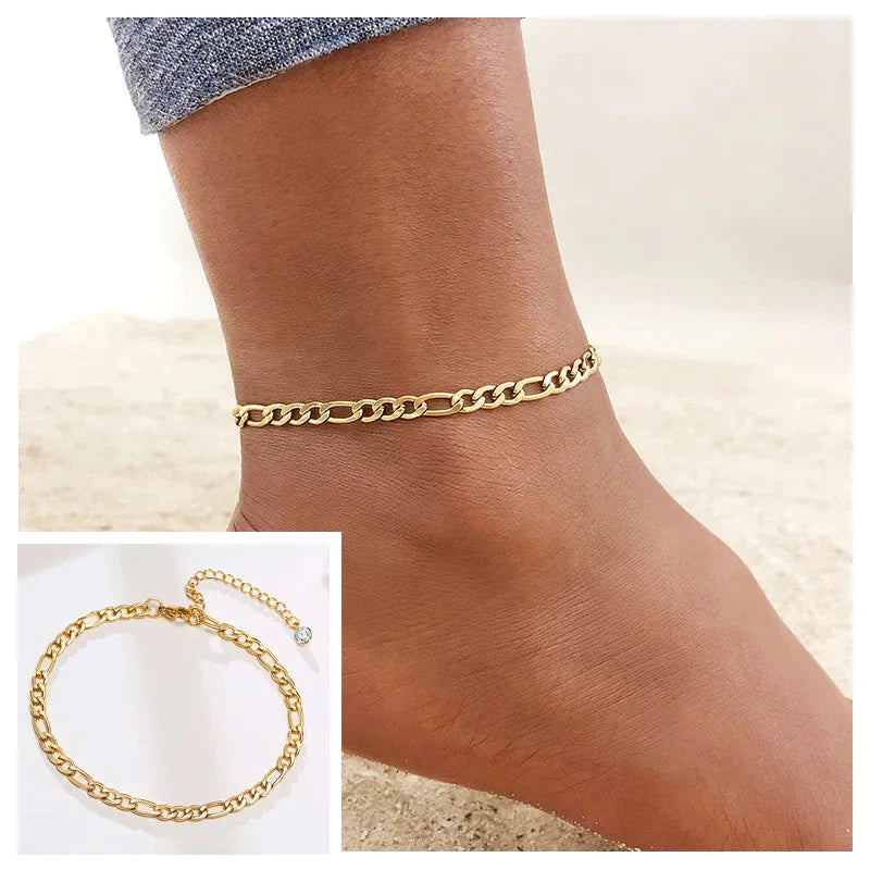 Snake Chain Anklet for Women Girls Adjustable Summer Beach Chain Anklet Bracelet Mother's Day Gifts Stainless Steel Not Allergic-22