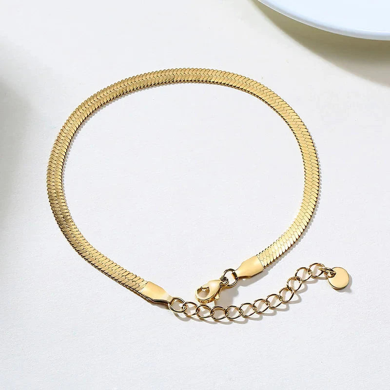 Snake Chain Anklet for Women Girls Adjustable Summer Beach Chain Anklet Bracelet Mother's Day Gifts Stainless Steel Not Allergic-4