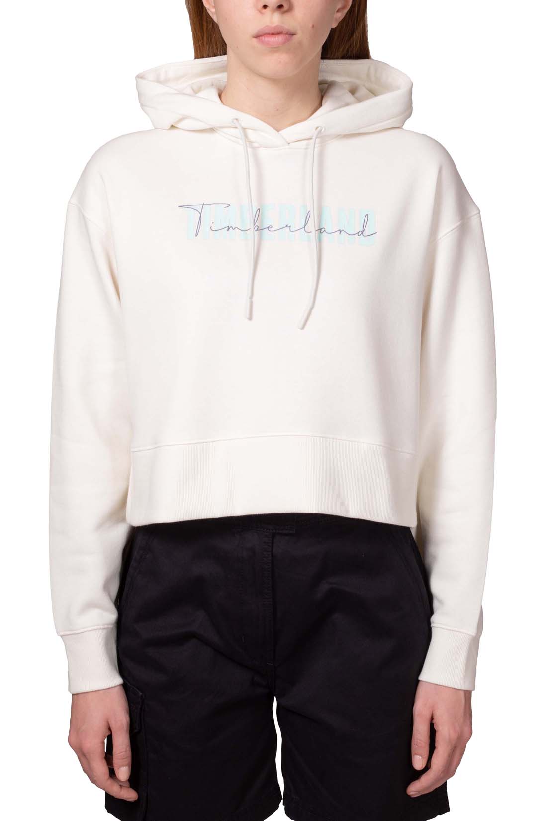 TIMBERLAND - Women's crop winter hoodie with signature logo-9