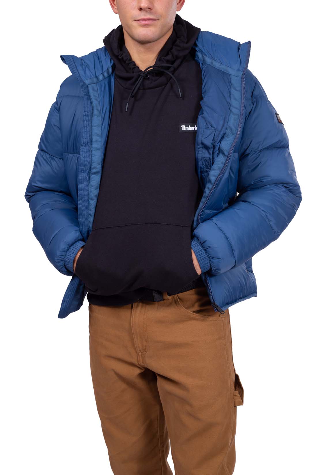 TIMBERLAND - Men's regular hoodie with logo patch  - Size L-7