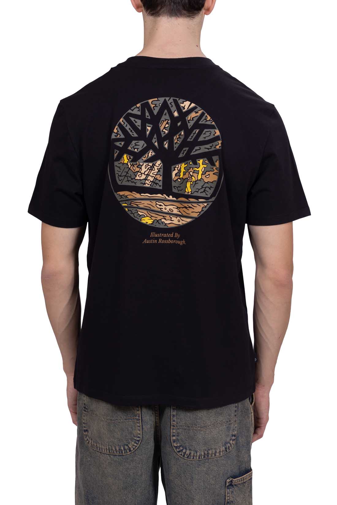 TIMBERLAND - Men's relaxed T-shirt with Illustrated Tree Graphic  - Size M-11