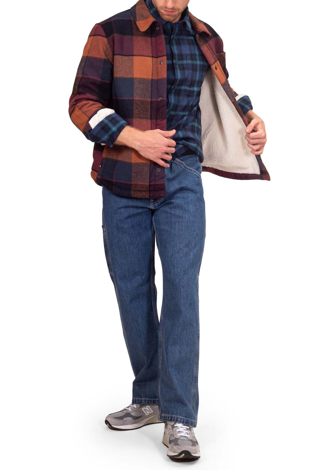 TIMBERLAND - Men's tartan flannel jacket with sherpa lining-4