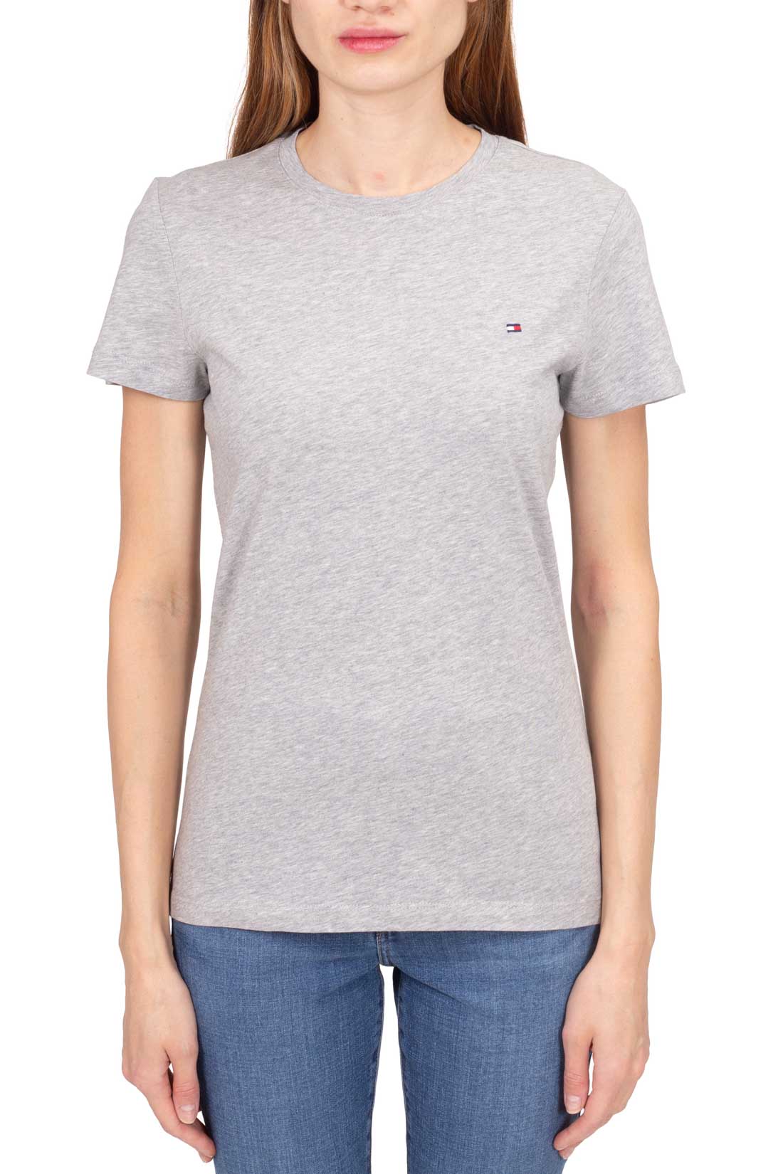 TOMMY HILFIGER - Women's regular basic T-shirt with logo  - Size XL-5