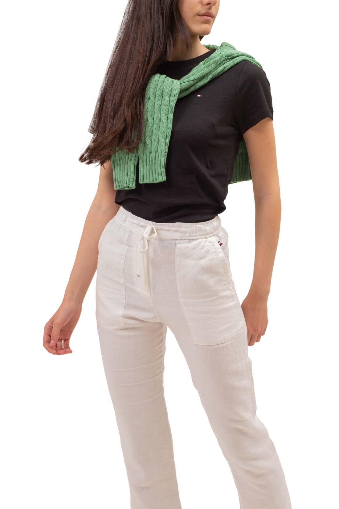 TOMMY HILFIGER - Women's slim basic T-shirt in slub cotton - Size L-11