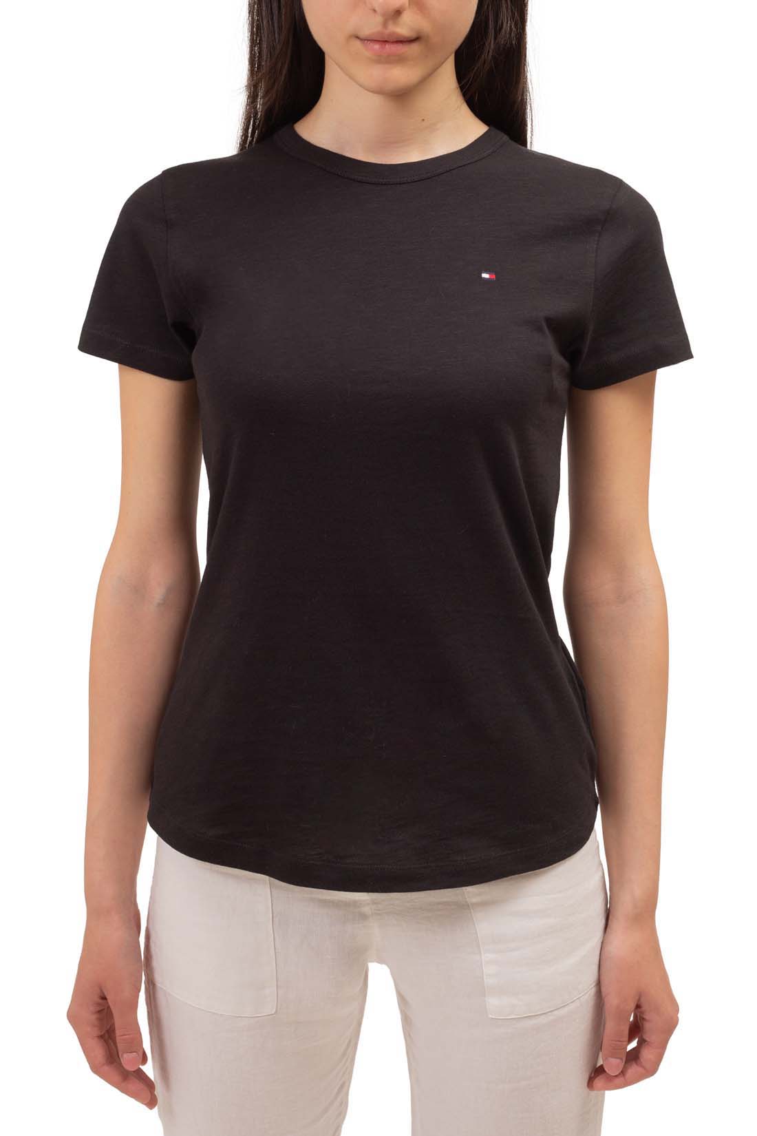 TOMMY HILFIGER - Women's slim basic T-shirt in slub cotton - Size L-1