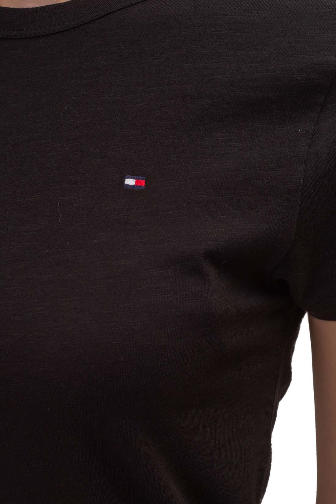 TOMMY HILFIGER - Women's slim basic T-shirt in slub cotton - Size L-16