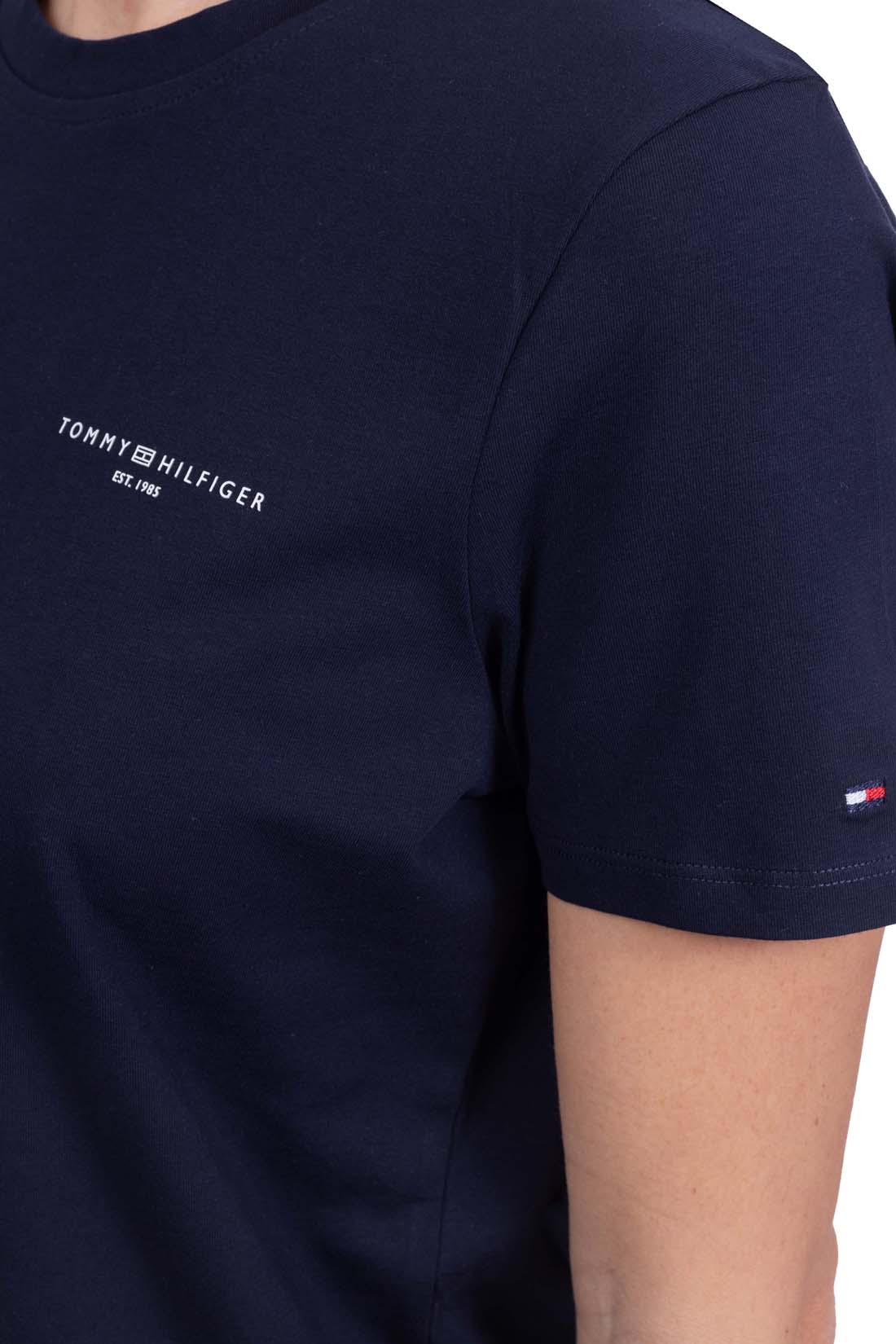 TOMMY HILFIGER - Women's regular T-shirt with small 1985 logo  - Size L-12