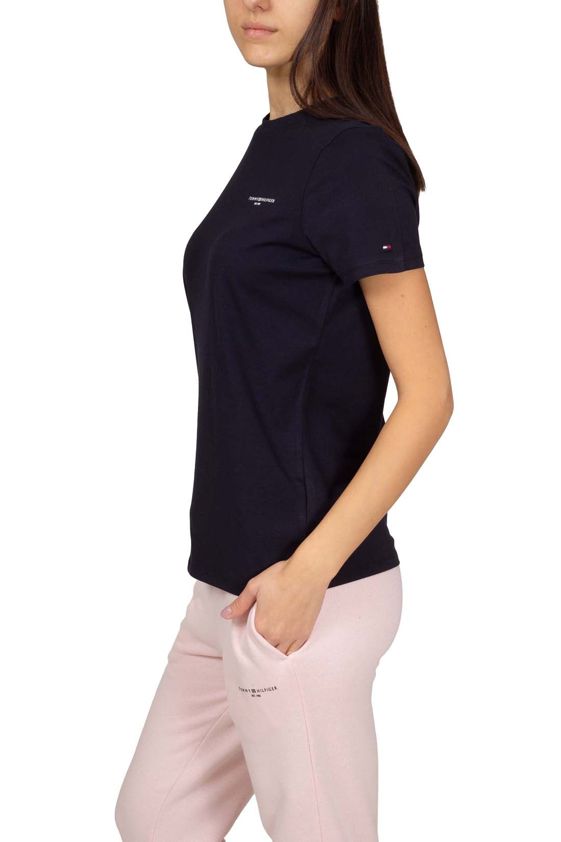 TOMMY HILFIGER - Women's regular T-shirt with small 1985 logo  - Size L-15