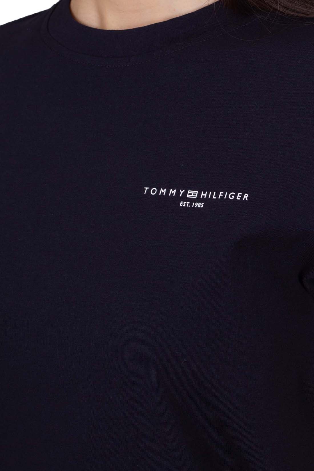 TOMMY HILFIGER - Women's regular T-shirt with small 1985 logo  - Size L-0
