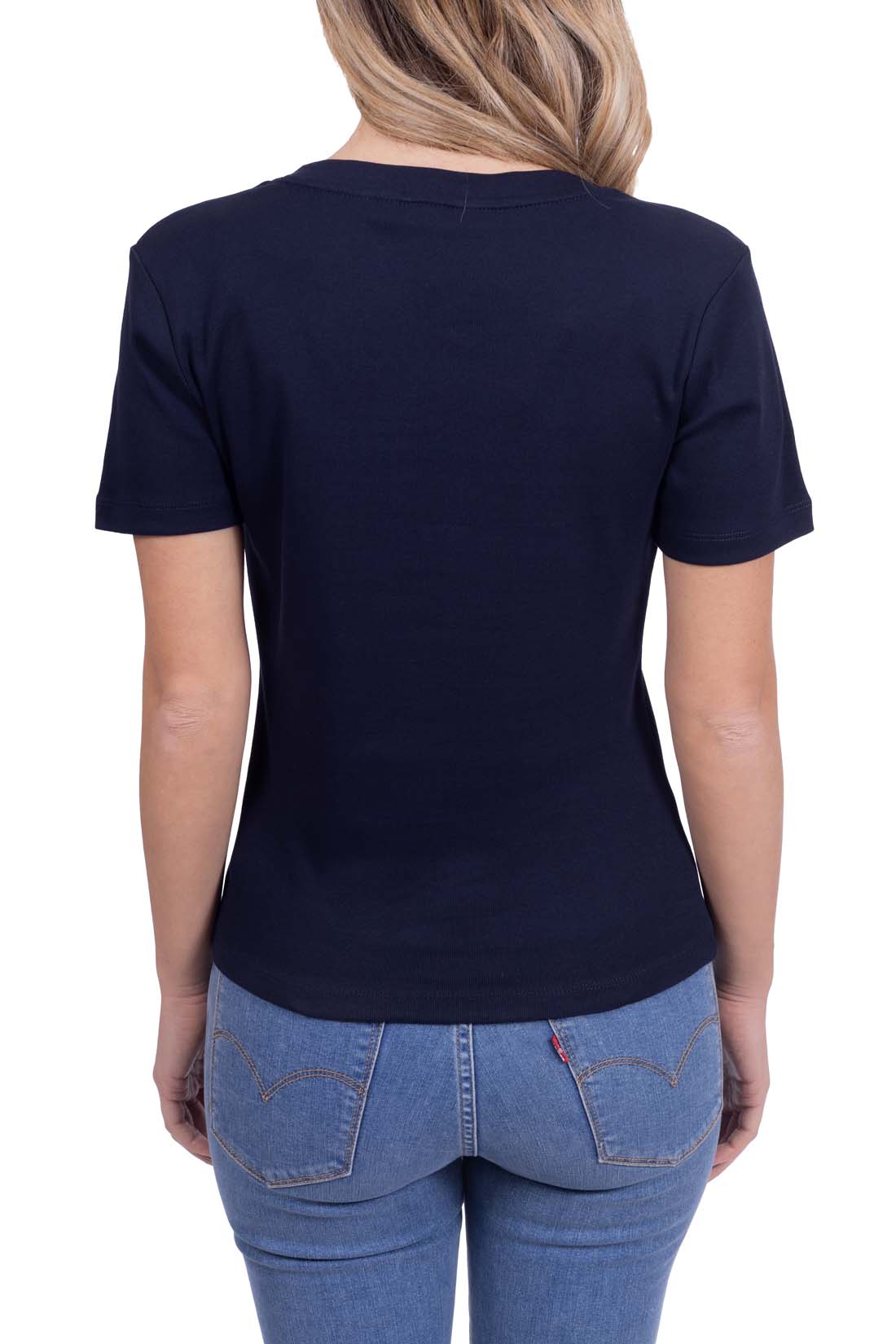 TOMMY HILFIGER - Women's slim T-shirt with v-neck  - Size L-16